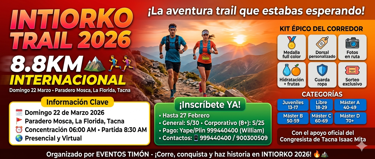 4ª Edición INTIORKO Trail Running Internacional 8.8km ⛰️🏃‍♂️🏃‍♀️