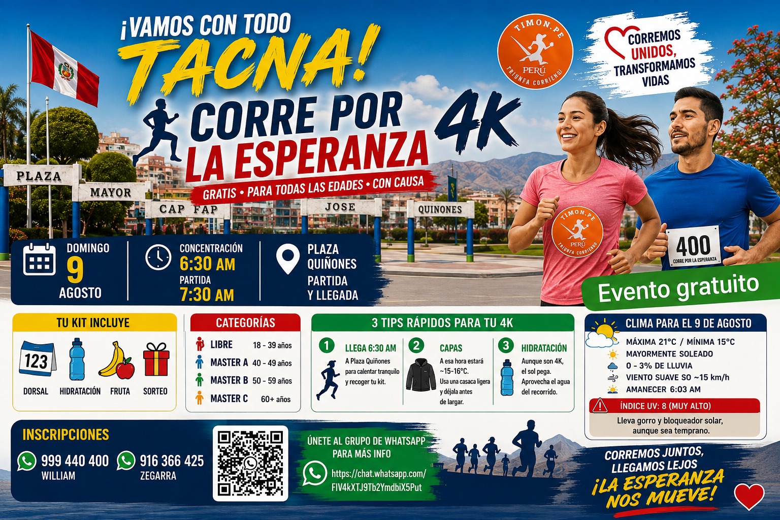 Corre por la esperanza 4k internacional 🇵🇪🇨🇱🇻🇪🇪🇸 Tacna 