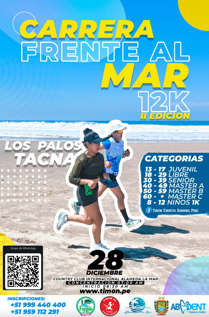 🏃🏽‍♀️Segunda Edición de la  CARRERA  CORRE  FRENTE AL MAR 12K y 1K 2025  (LOS PALOS TACNA) 🌅🛣️🏃‍♂️🏃‍