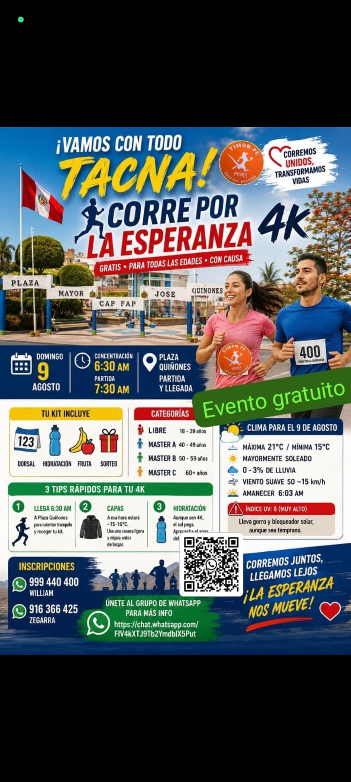 Corre por la esperanza 4k internacional 🇵🇪🇨🇱🇻🇪🇪🇸 Tacna 