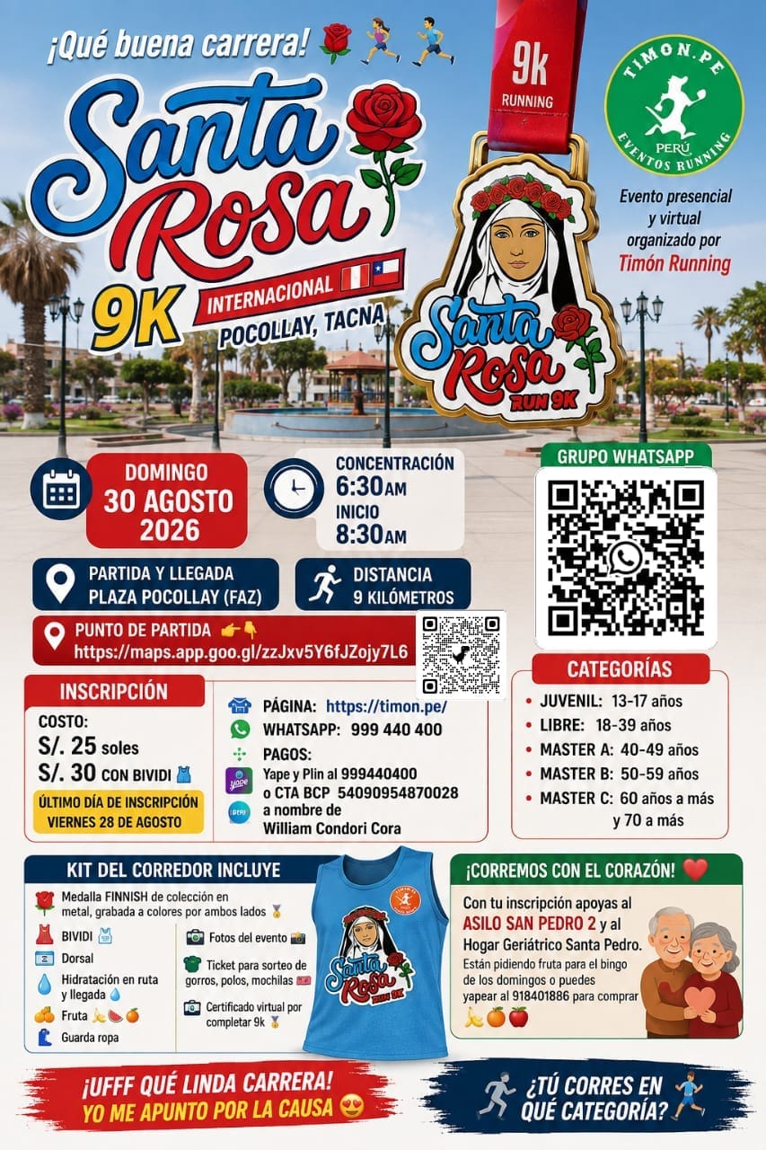 Santa Rosa Run 9k Internacional 🇵🇪🇨🇱
